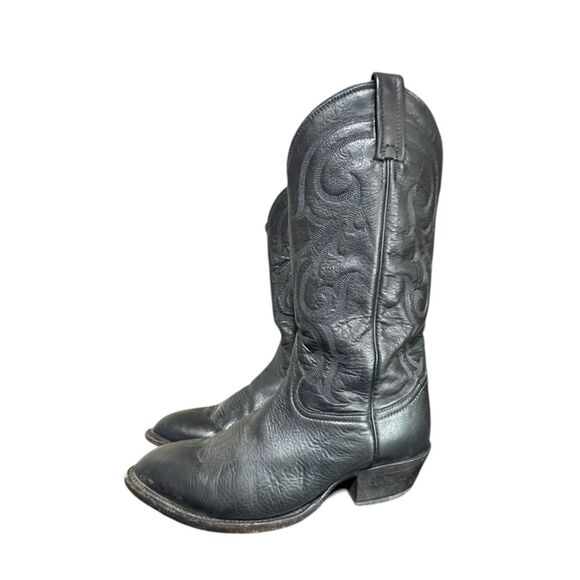 Tony Lama Mens CZ820  Buck Black Leather Pull On Cowboy Western Boots US 9.5 EE main image 2